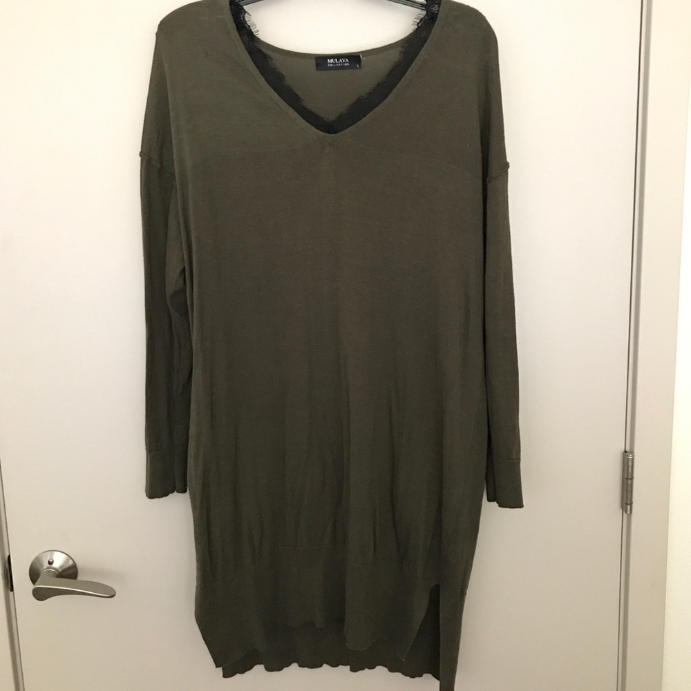 Mulaya olive green sweater dress